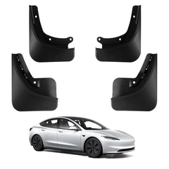 BASENOR Highland mud flaps for Tesla Model 3 showcase proprietary design for broader protection.