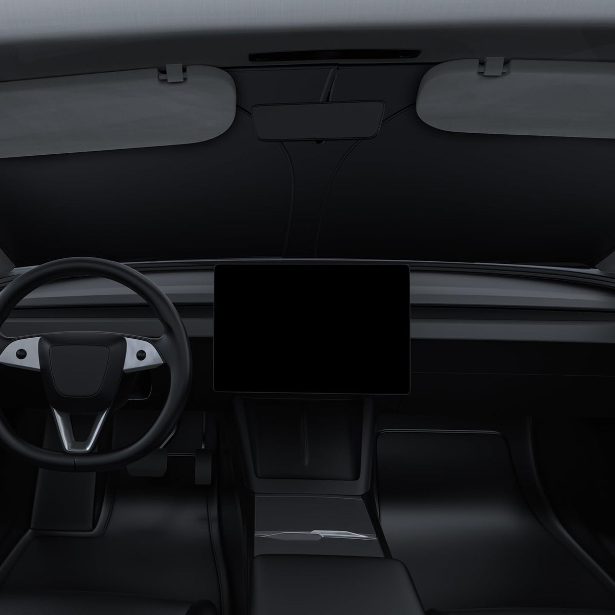 Basenor Tesla Model Y front windshield sunshade offers a precise fit and heat protection.