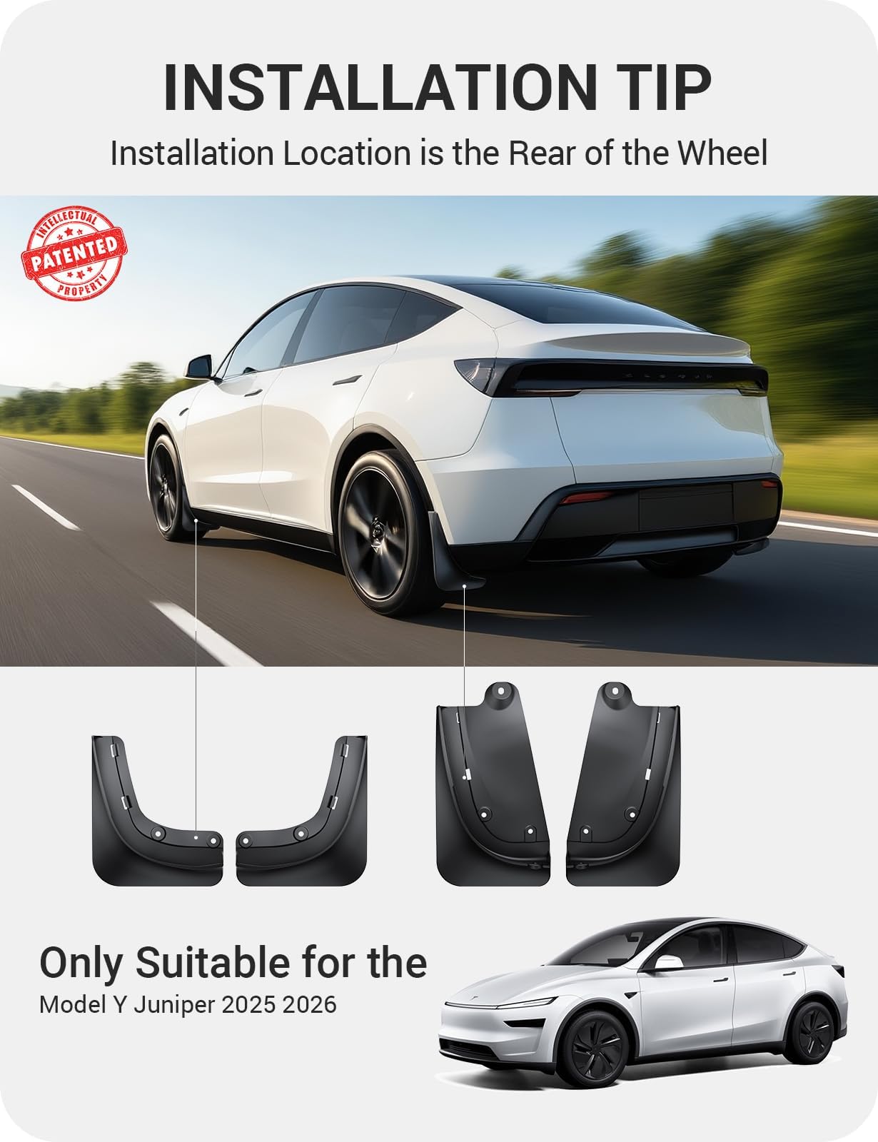 Basenor Tesla Model Y Juniper front right mud flap precision fit