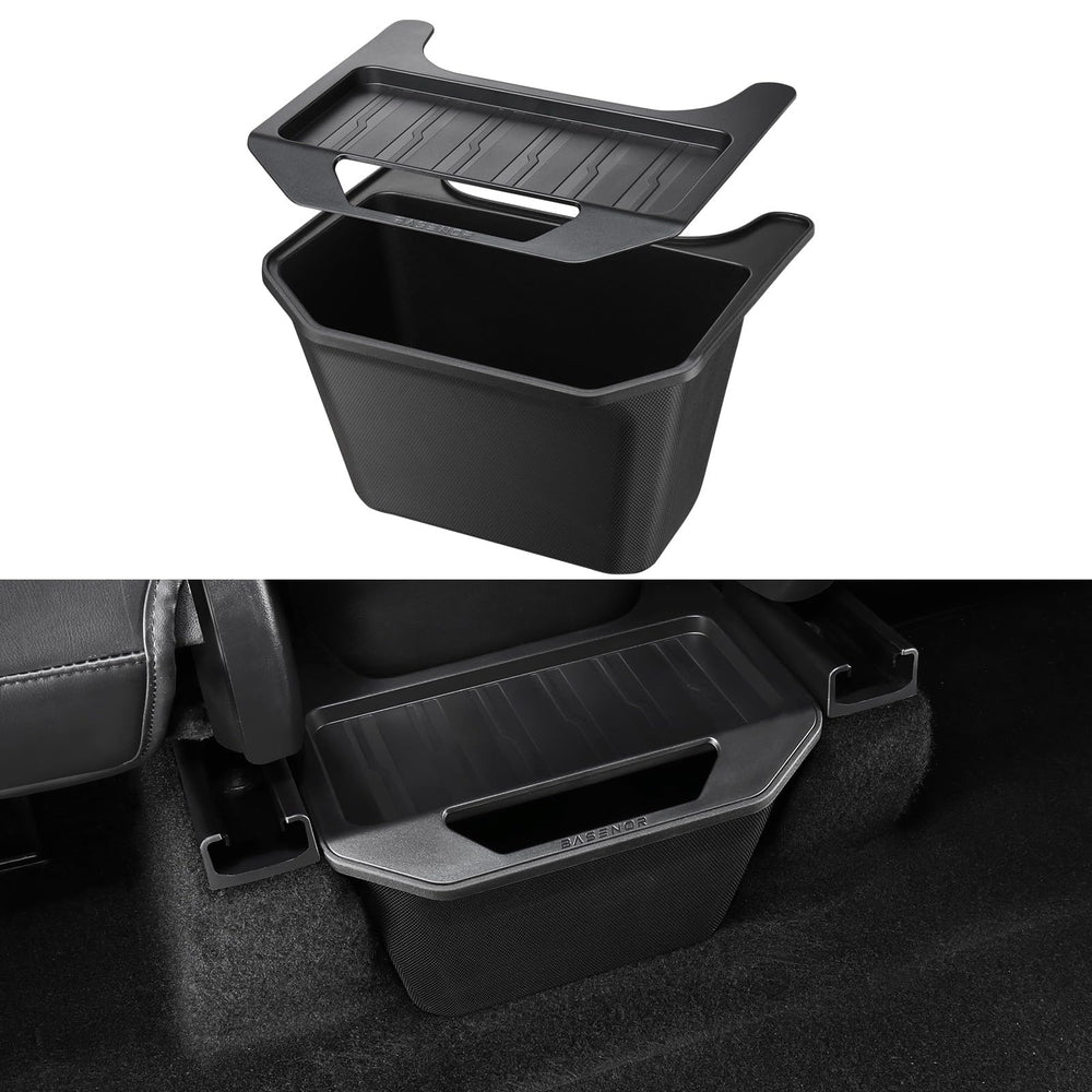 BASENOR Model Y trash can lid for clutter-free cabin and easy disposal.