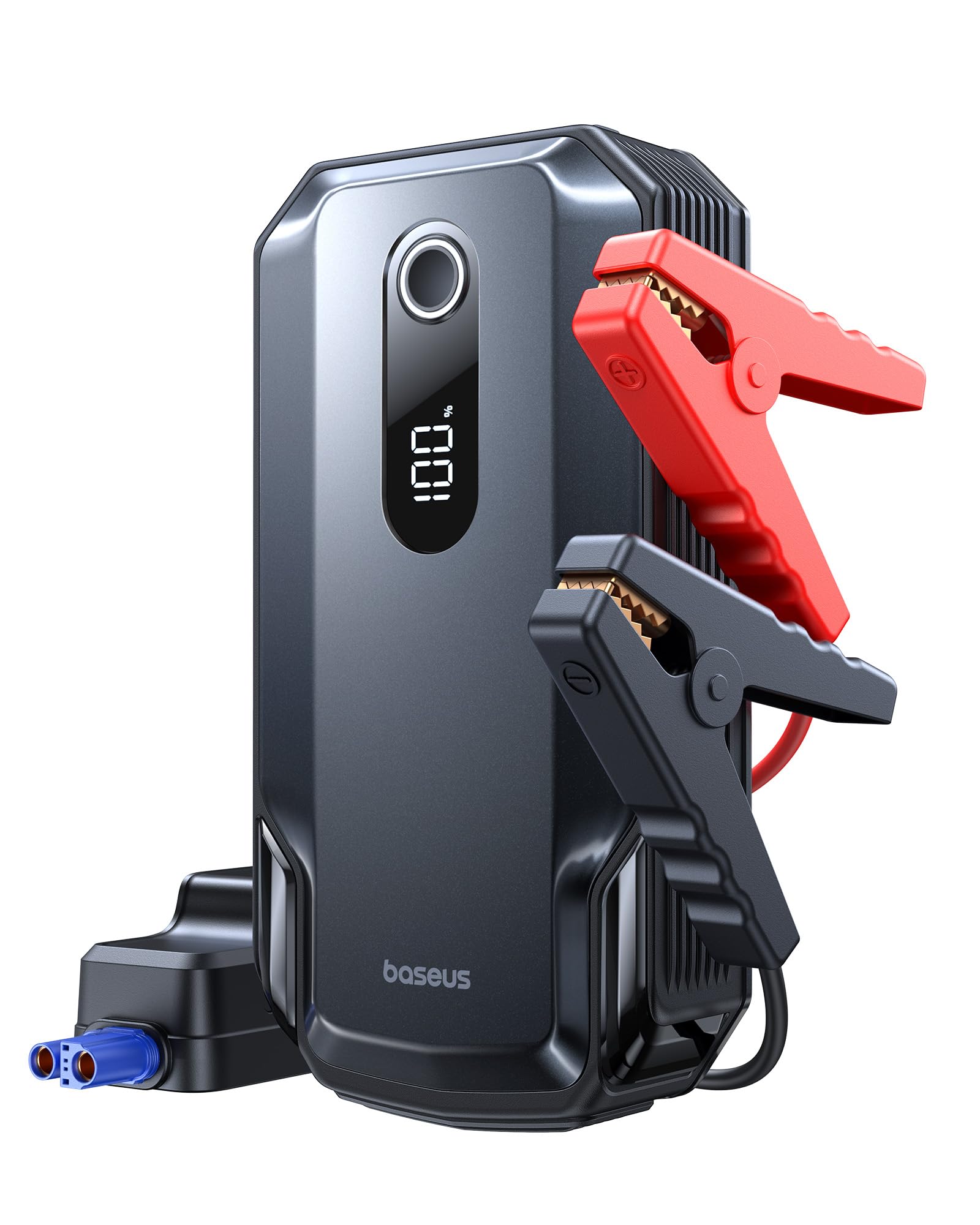 Baseus 8000A Jump Starter front view with LED display for quick on-the-go power.