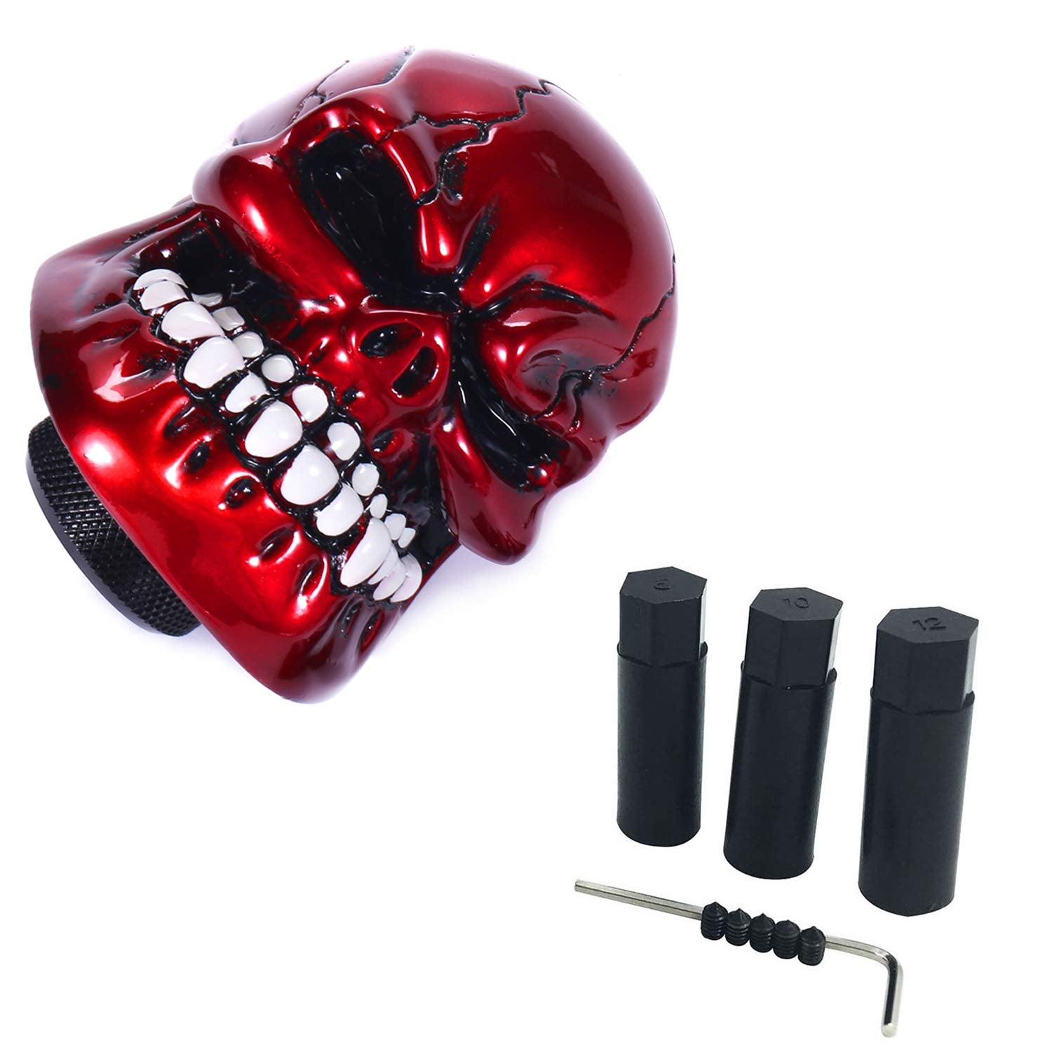 Bashineng skull shift knob with 3 adapters, versatile fit