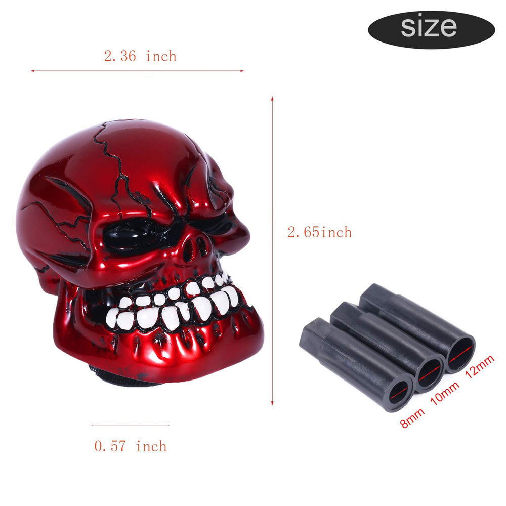 Bashineng skull shift knob side view red, enhances driving feel