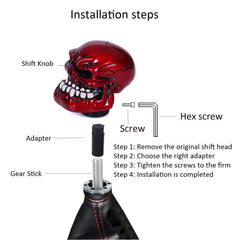 Bashineng skull shift knob top detail red, adds premium touch