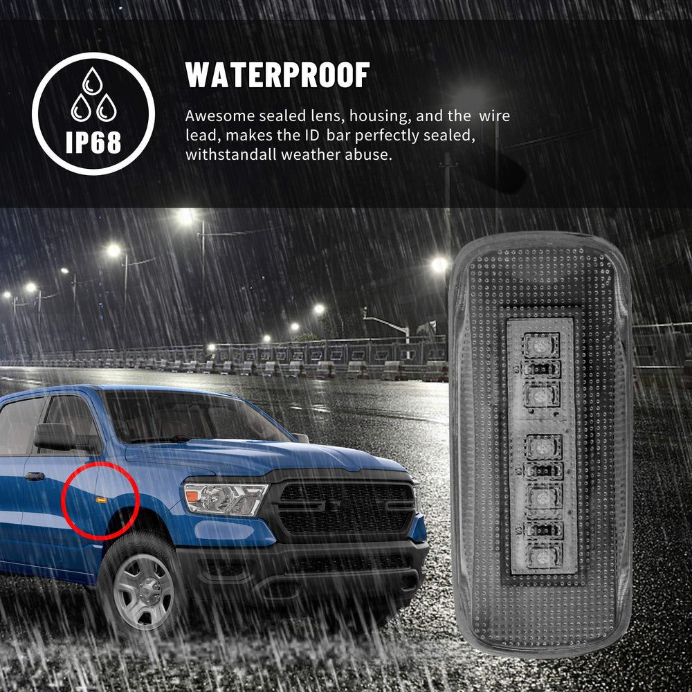 BASIKER 5LED red rear side marker on Dodge Ram for nighttime signaling