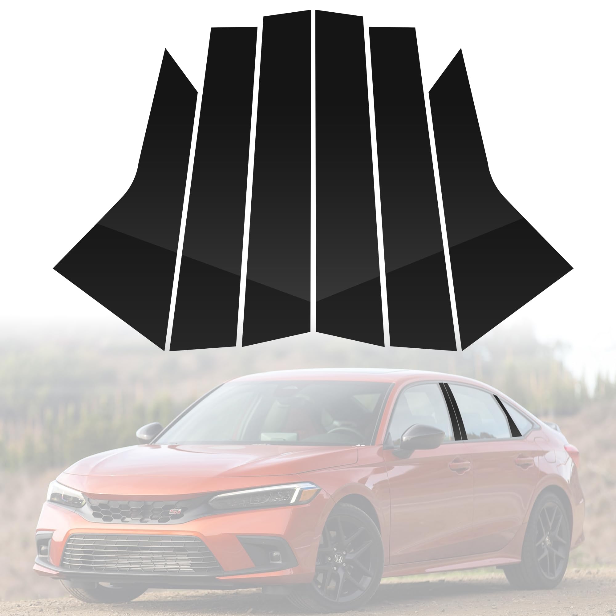 BASIKER pillar cover for Civic 11Gen with glossy finish enhances exterior appearance