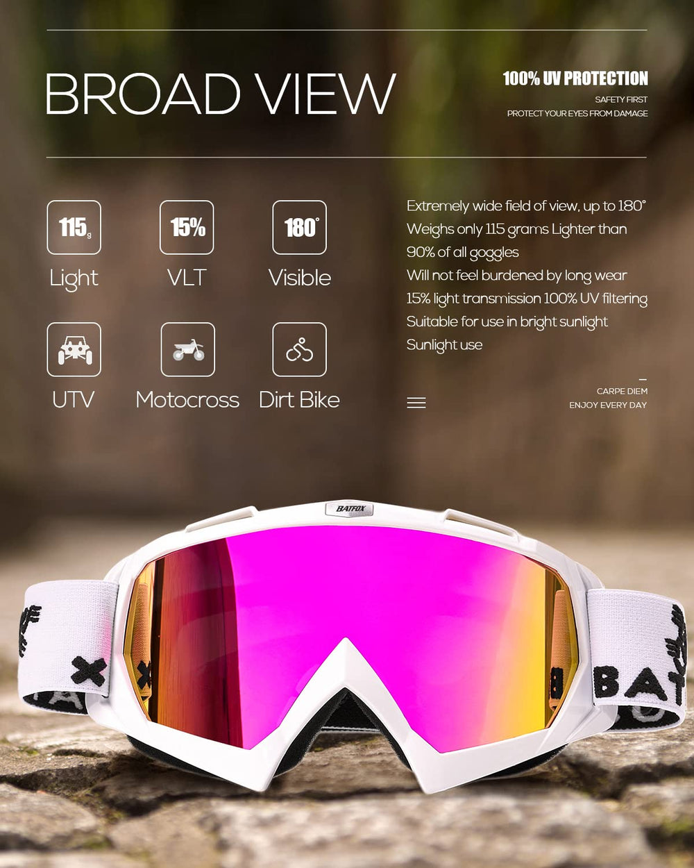 BATFOX bendable frame shown for easy storage and portability.
