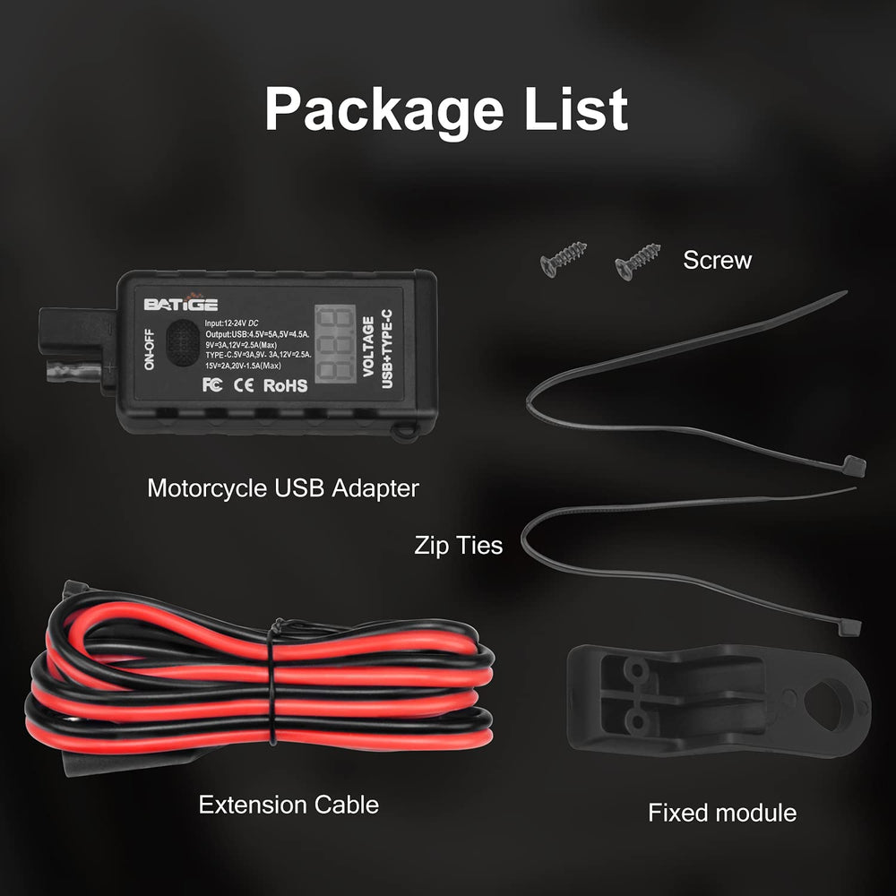 BATIGE supports 12-24V DC motorcycles for safe charging on the road.
