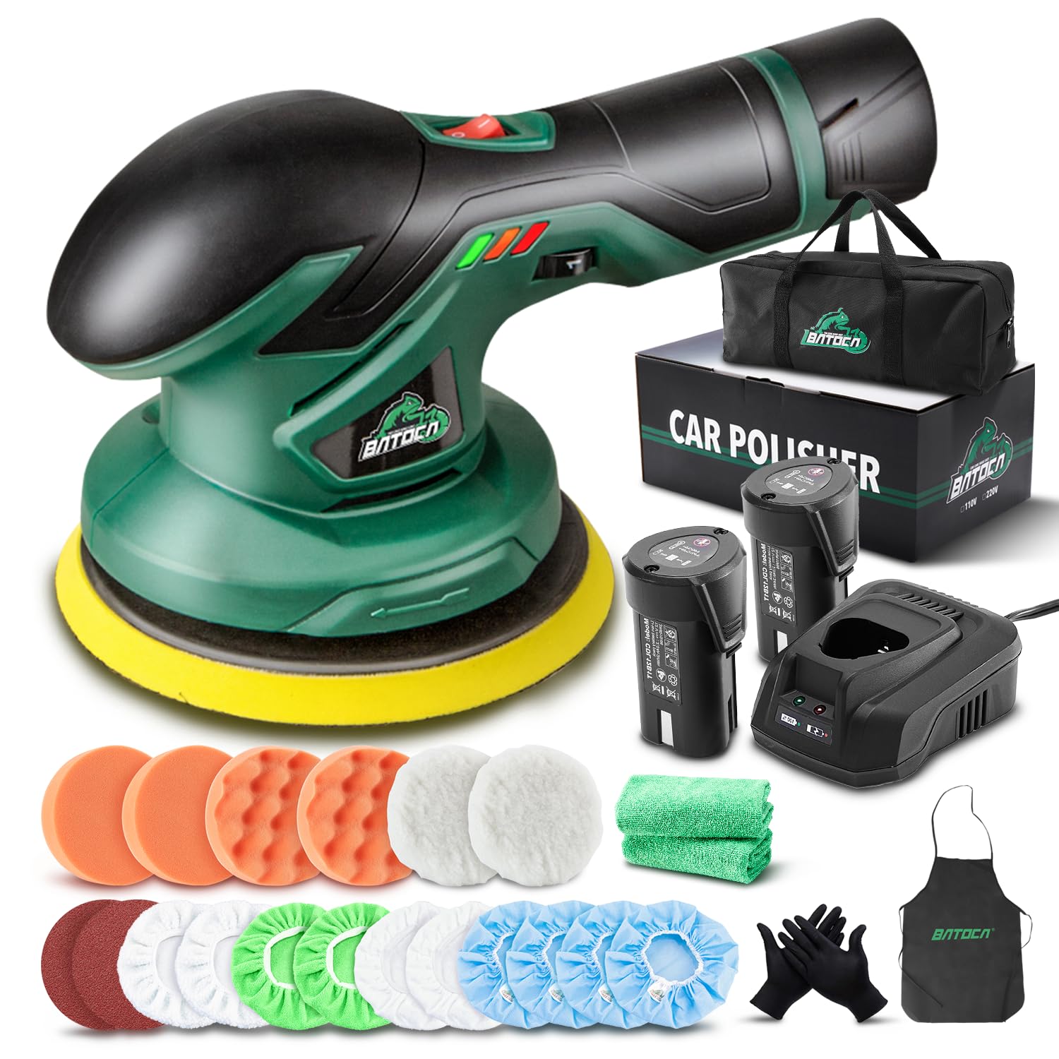 Batoca cordless car buffer polisher 6-inch for even finishes on painted surfaces.