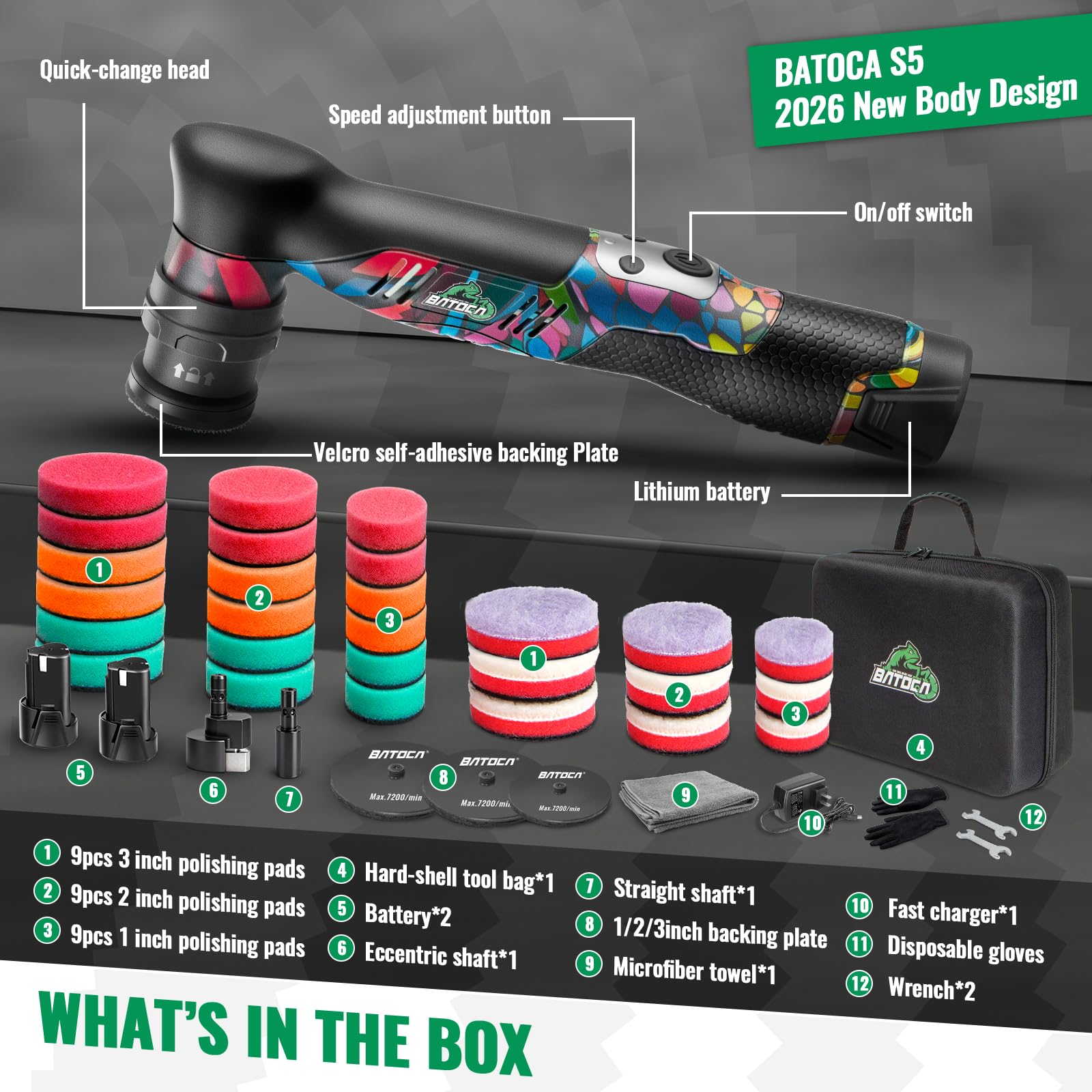 BATOCA S5 includes 1in, 2in, and 3in backing plates.