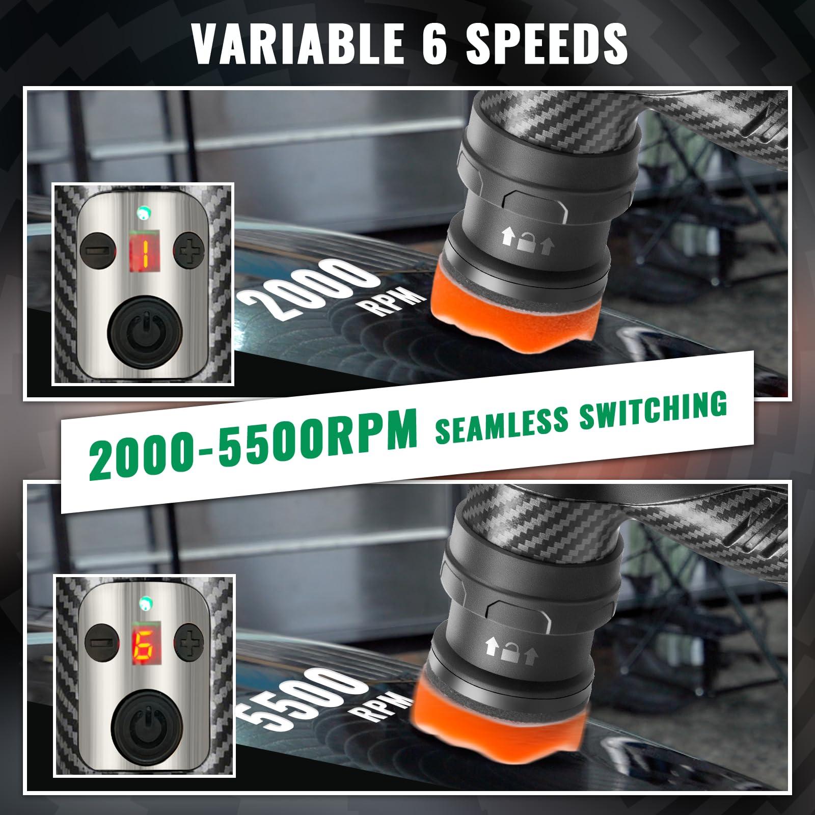 BATOCA S5 speed dial showing 2000–5500 rpm for different tasks
