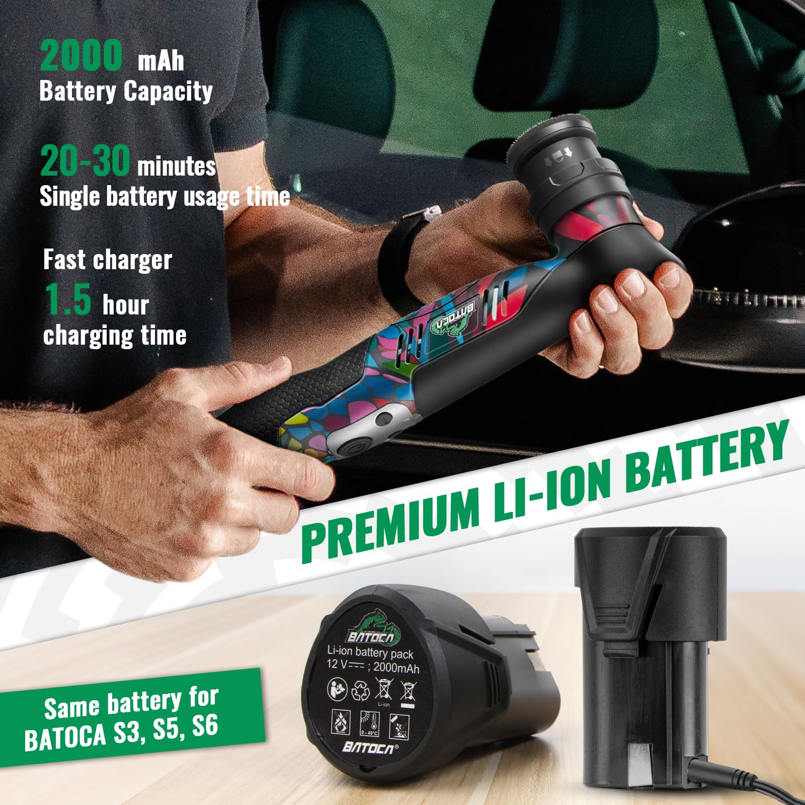 BATOCA S5 six speeds support lightweight waxing to heavy paint correction.