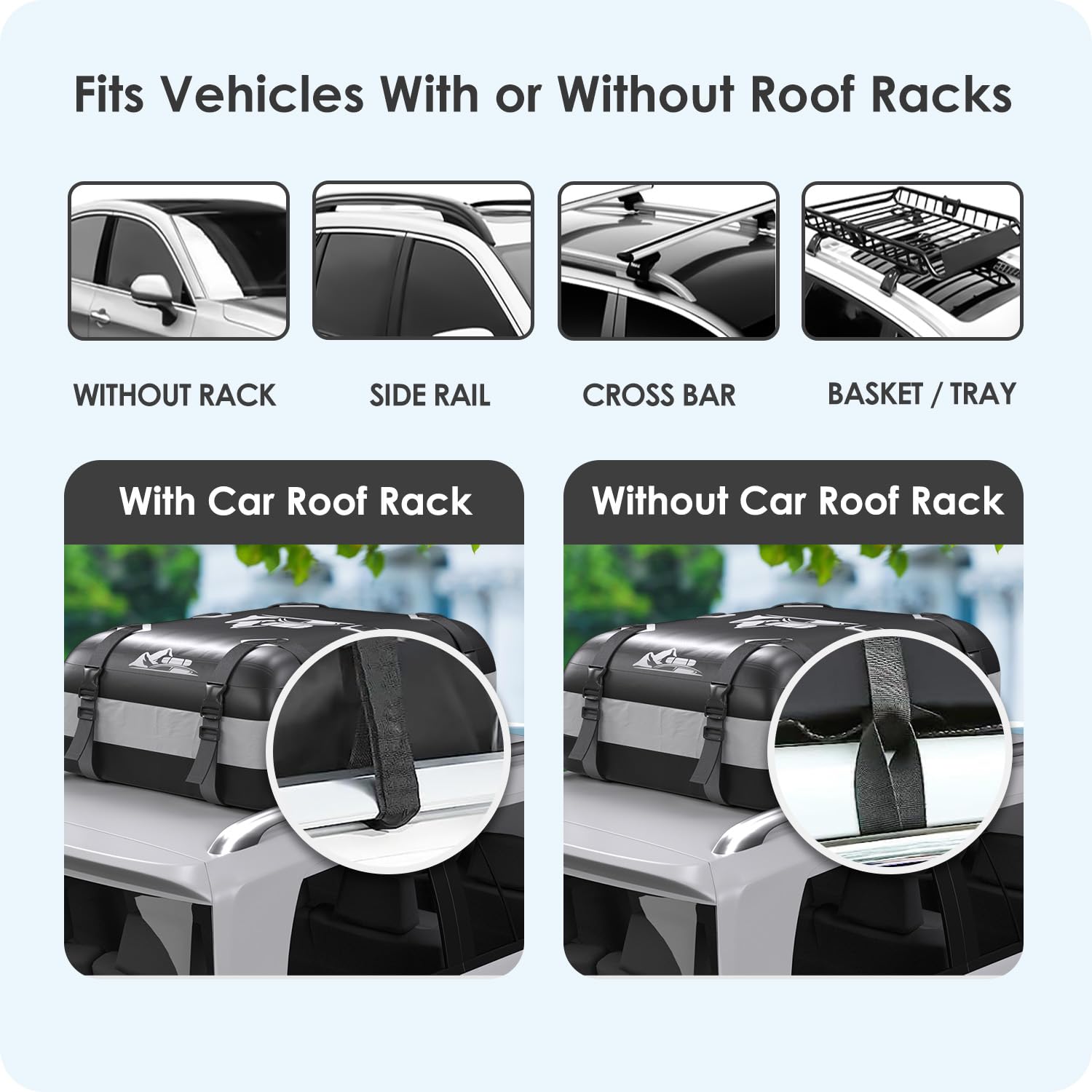 BATSUVCER easy installation works with or without a roof rack