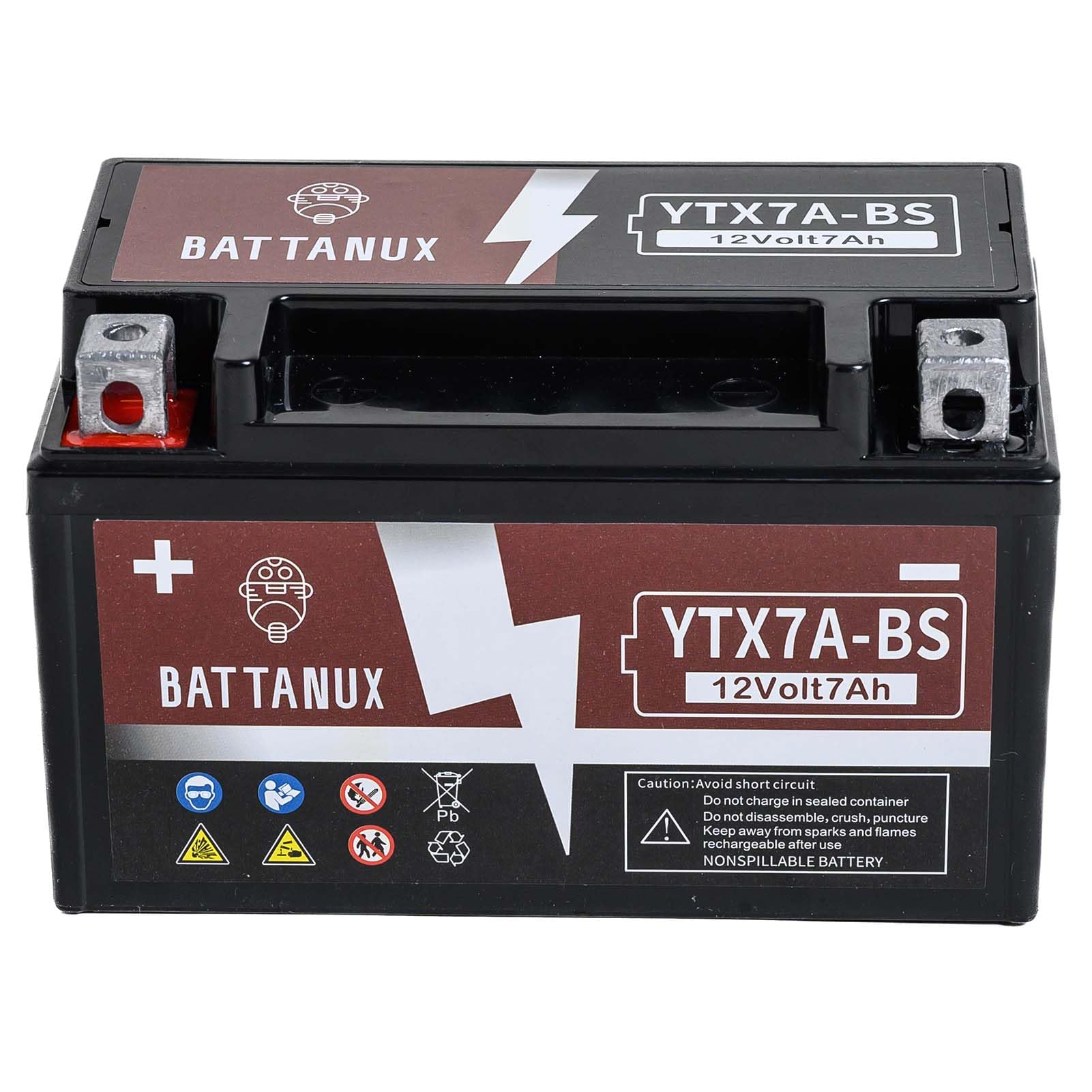 Battanux YTX7A-BS side view showing compact AGM design for easy fit