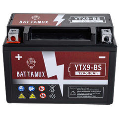 Battanux YTX9-BS packaging highlights ready-to-use convenience.