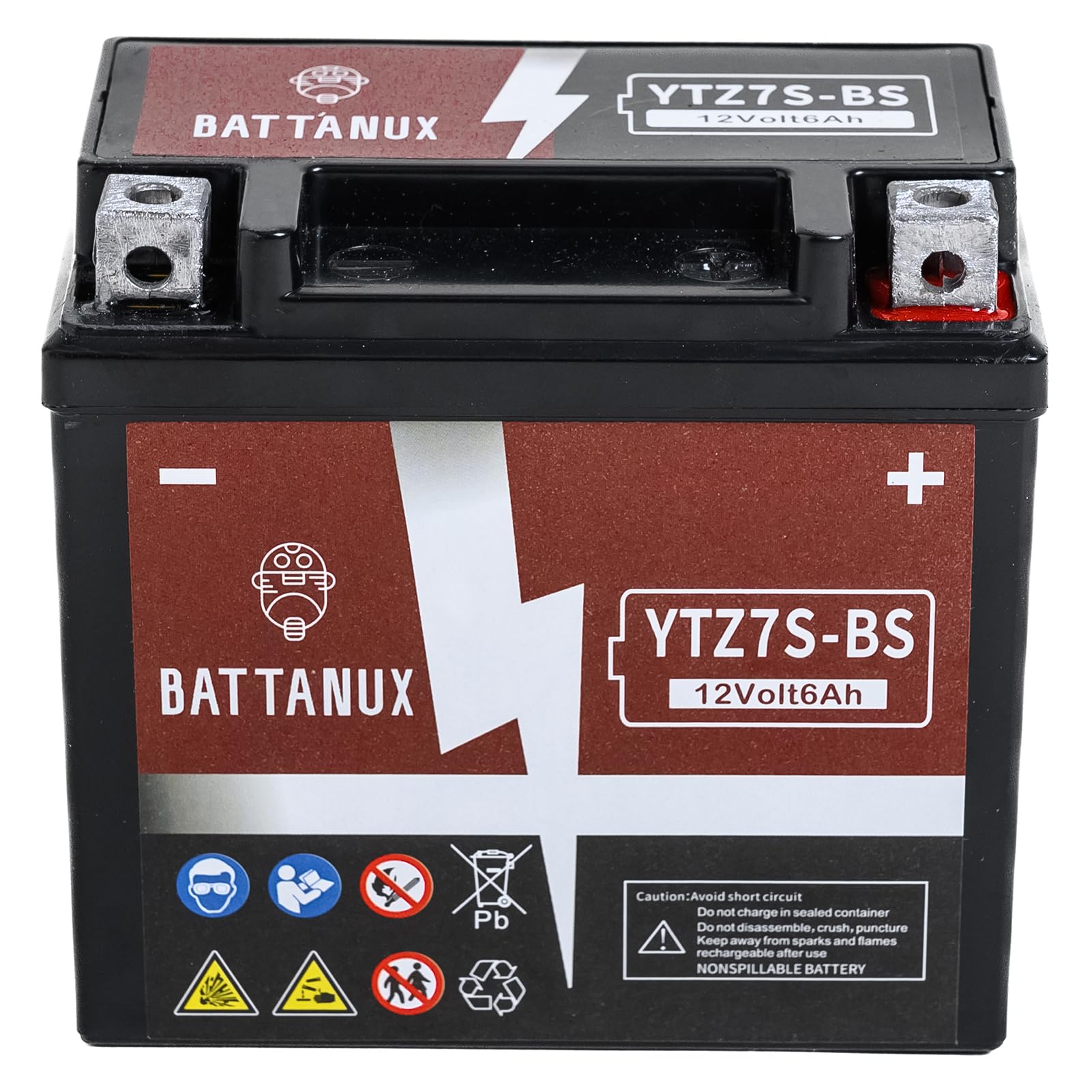 Battanux YTZ7S-BS battery side profile highlighting slim form for tight spaces.