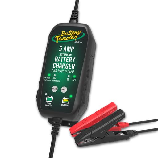 Battery Tender 5A 12V charger with DC output cable for easy on-the-go charging.