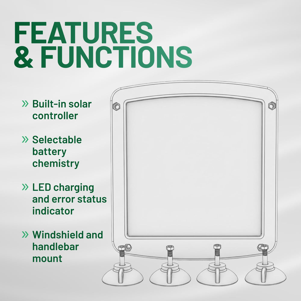Battery Tender 5W IP67 weatherproof rating protects against rain and dust.