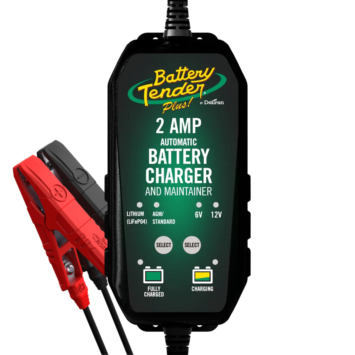 Battery Tender 6V/12V charger front view ready for quick charging