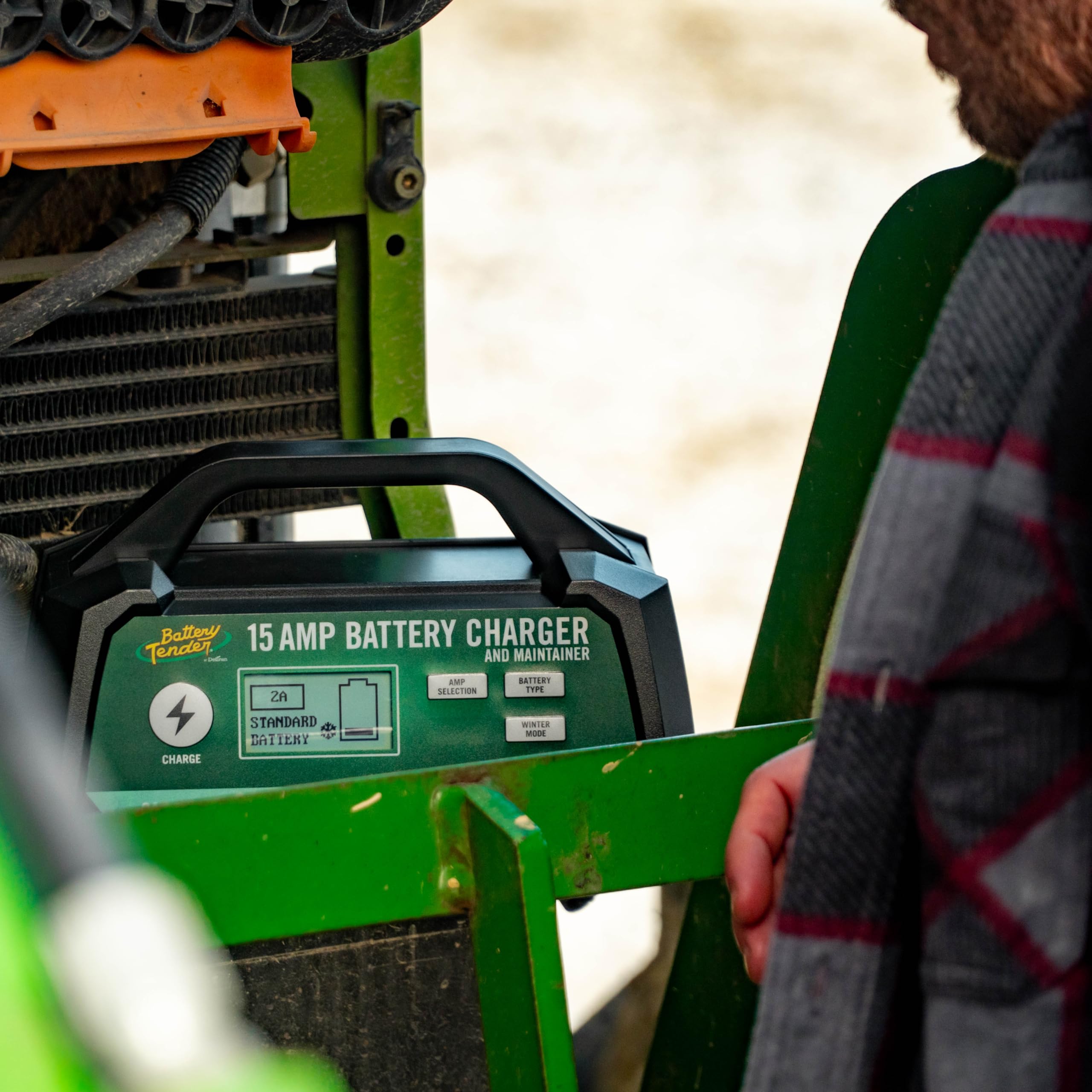 Battery Tender clamps and cables ready for quick battery attachment.