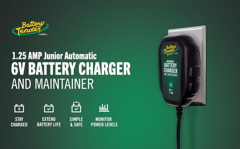 Battery Tender Junior compact size fits in tight spaces