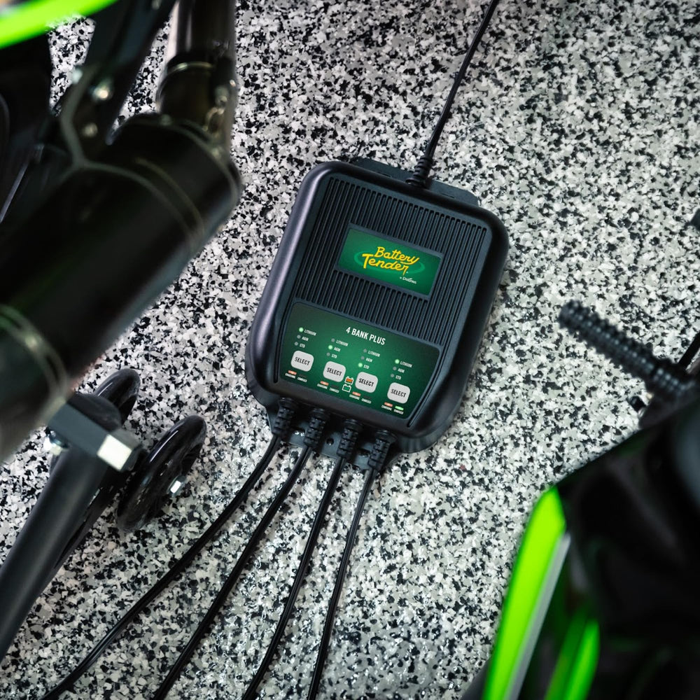 Battery Tender Plus 4-Bank connectors with clips and ring terminals included.