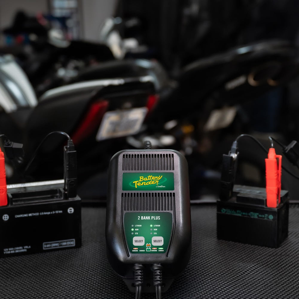 Battery Tender Plus dual LEDs indicate charging stage and status clearly