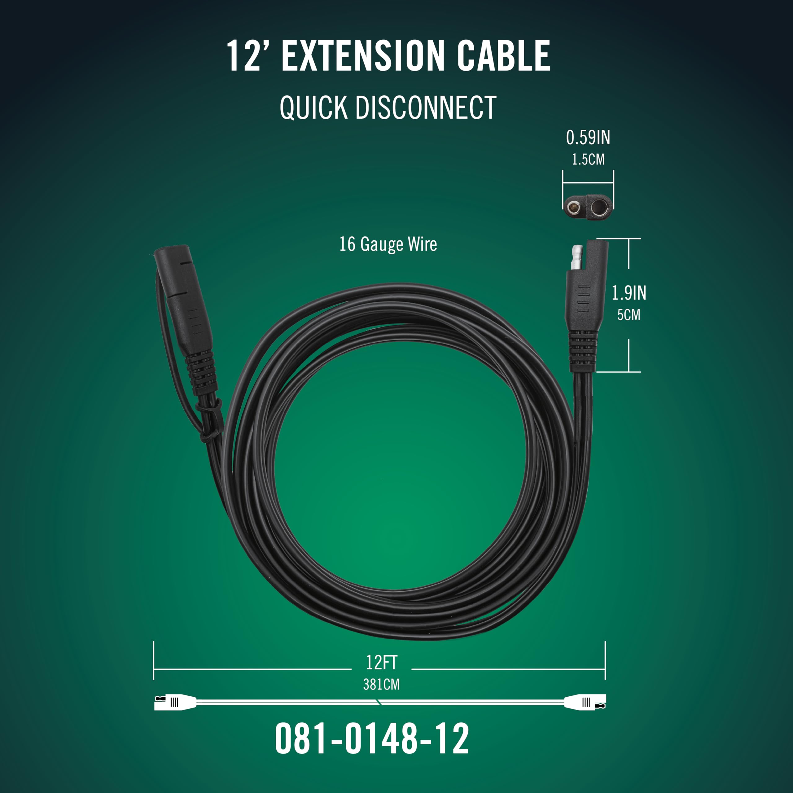 Battery Tender quick disconnect extension enabling effortless, secure connections