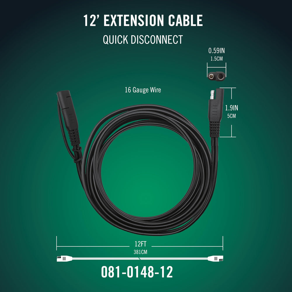 Battery Tender quick disconnect extension enabling effortless, secure connections