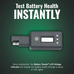 Battery Tender ring-terminal attachment enables easy testing from the vehicle.