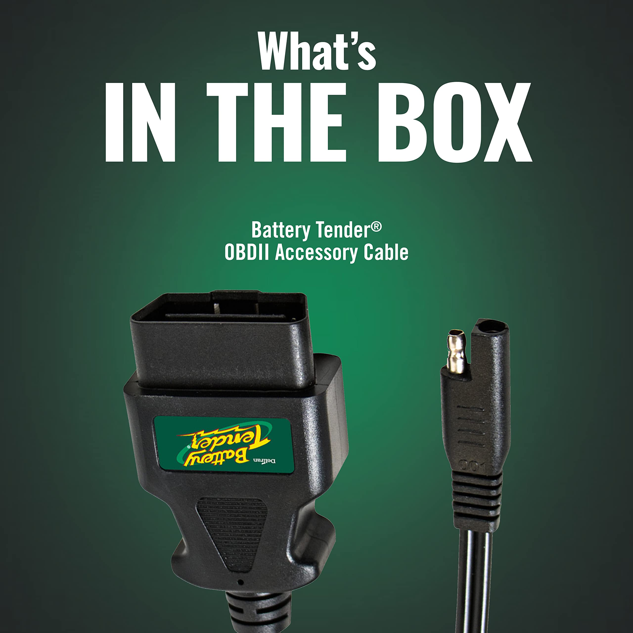 Battery Tender SAE quick-disconnect enables fast, secure OBDII connections.