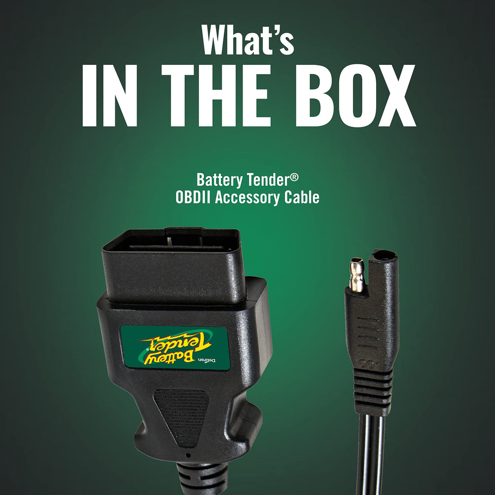 Battery Tender SAE quick-disconnect enables fast, secure OBDII connections.