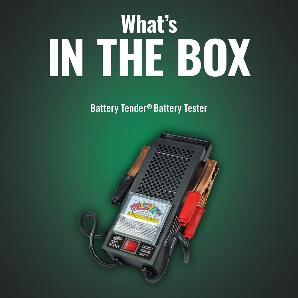 Battery Tender clamps attached to vehicle battery during test.