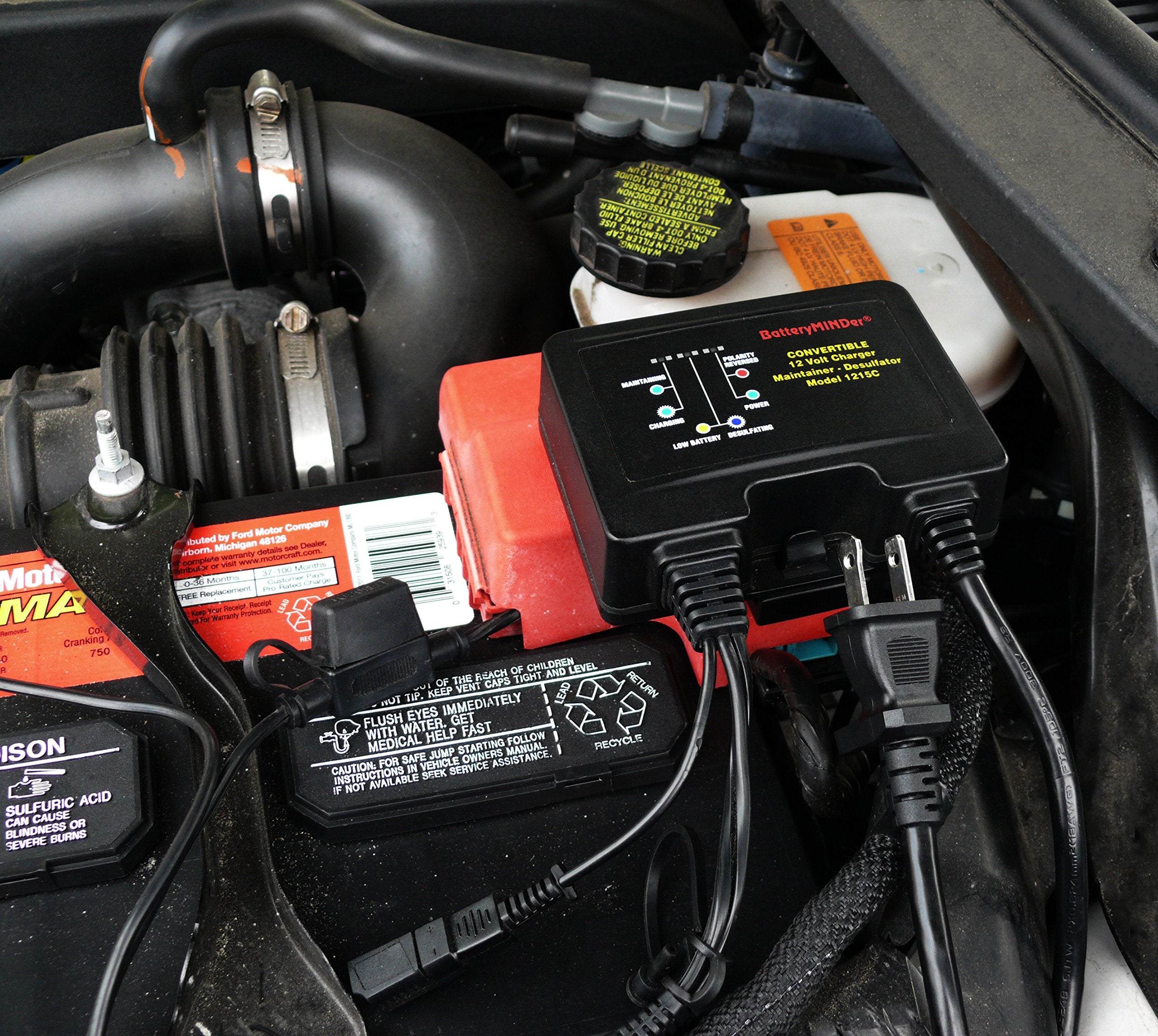 BatteryMINDer 1215C desulfator in action reversing buildup for longer life