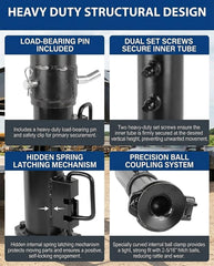 BaVekHak integrated safety load pin securely locks height for highway use.