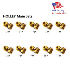 Bayword Holley main jets organized in a clear plastic storage case.
