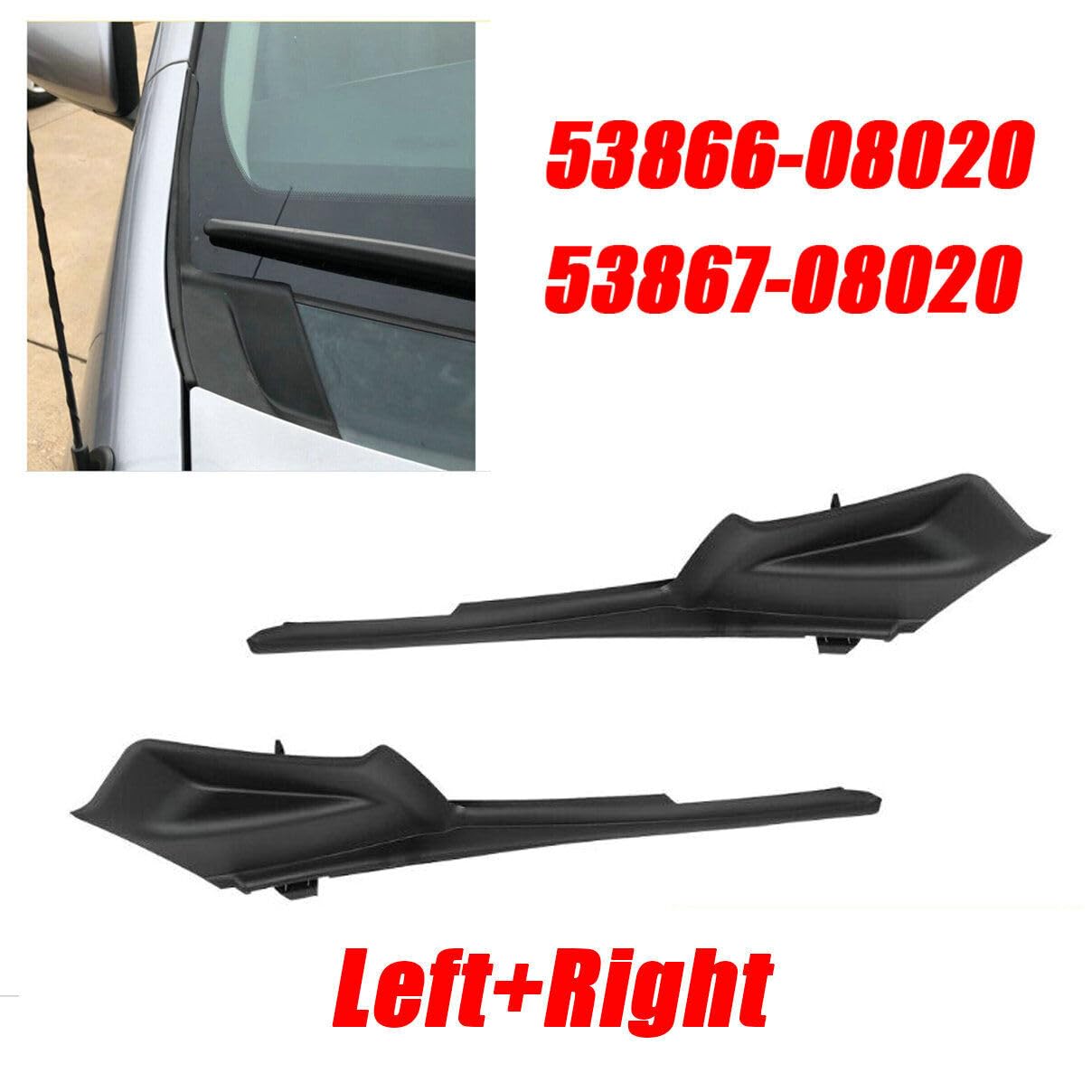 Bayyee installation steps close-up shows tape-based easy attachment for Sienna cowl extension