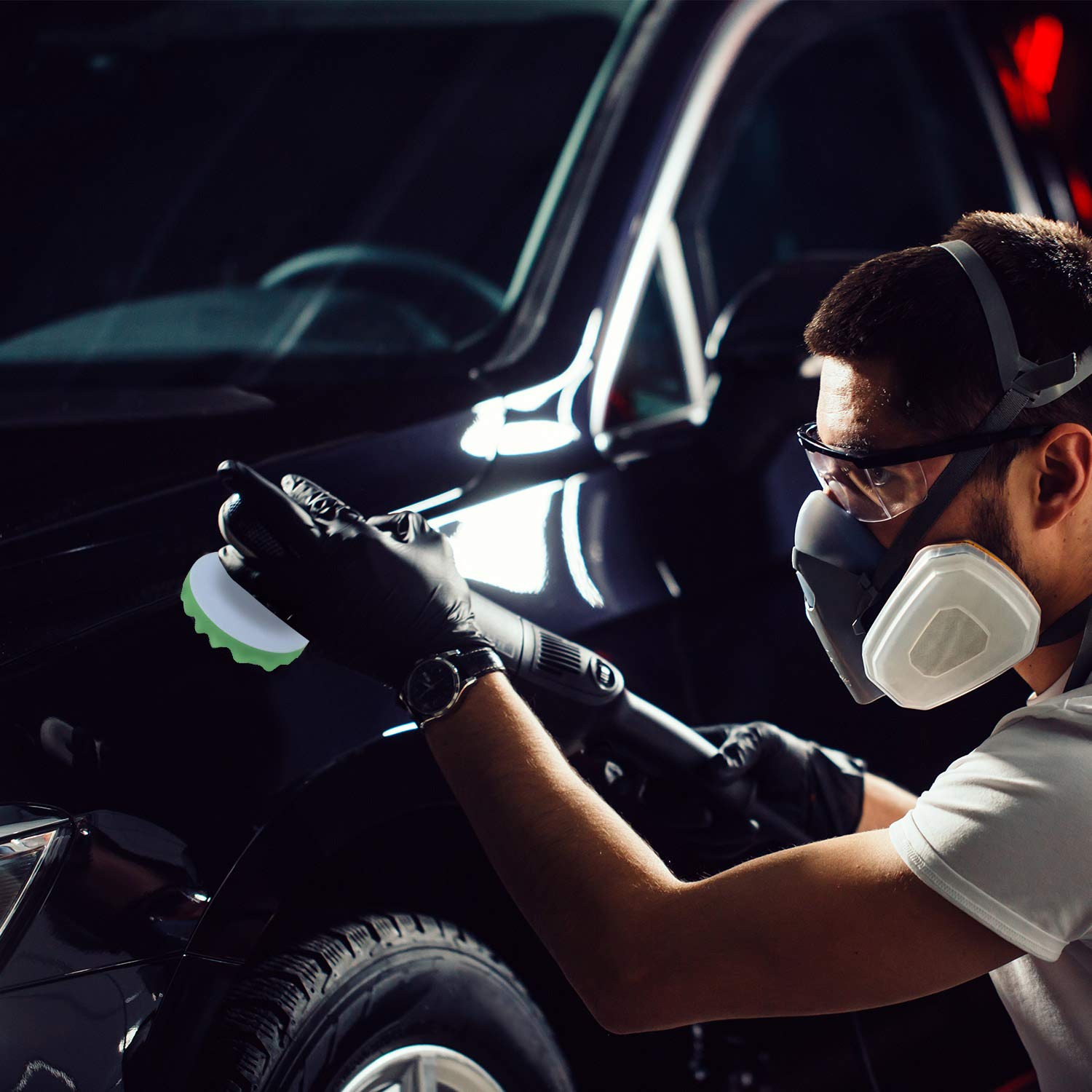 BBTO car polishing pad in use on a vehicle surface
