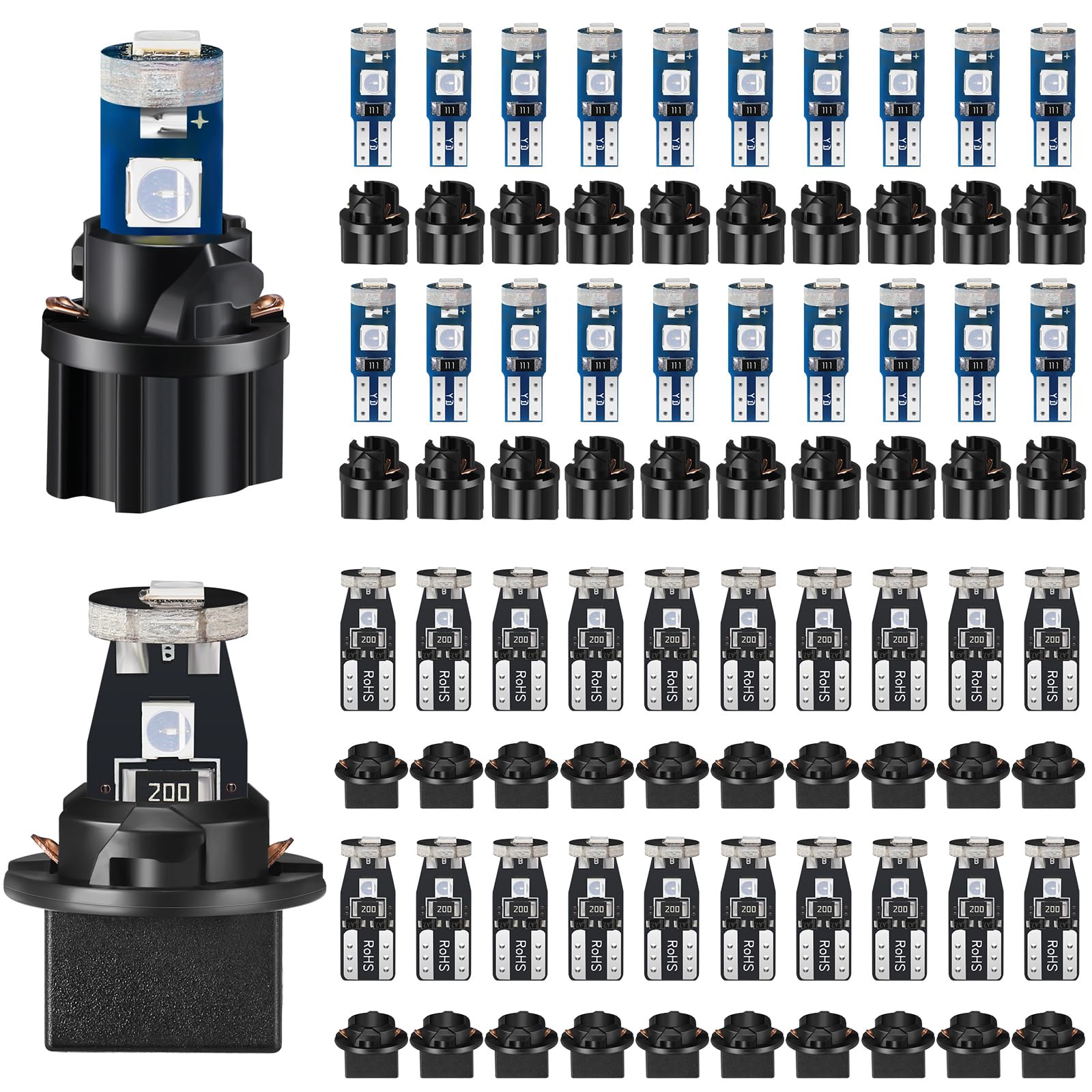 BBTO dash lights blue T5 bulbs for instrument cluster and interior lighting