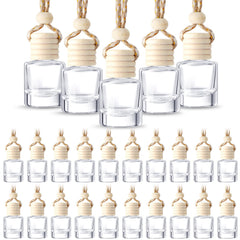 BBTO hanging car air freshener bottle with wooden cap for portable fragrance.