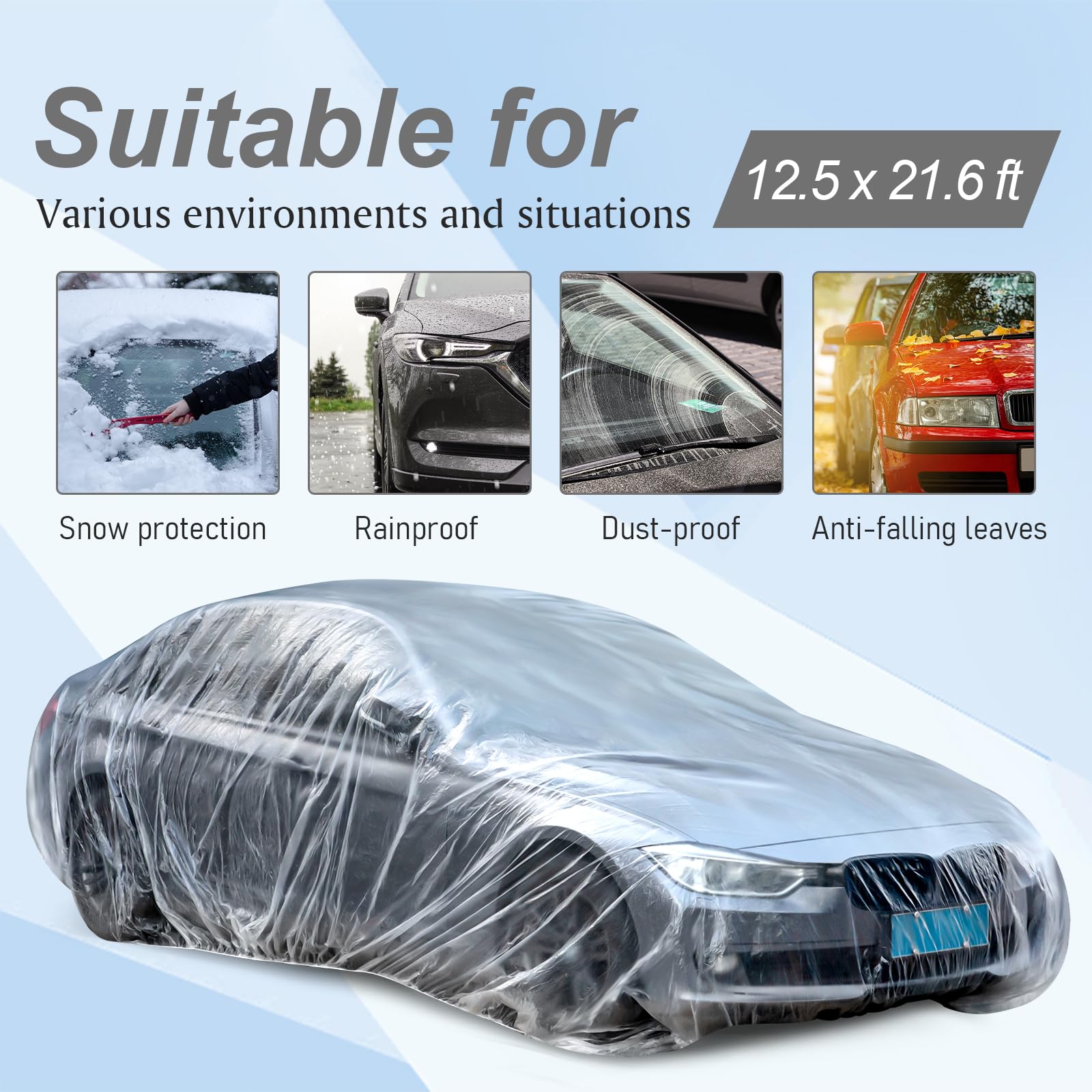 BBTO 12-5x21-6 ft car cover fits most sedans for broad compatibility