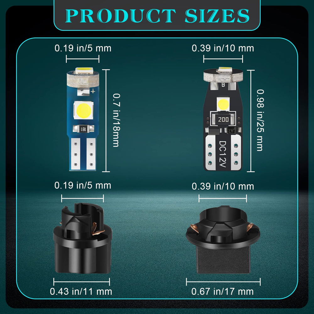 BBTO T10 LED bulbs for instrument panel with stable glow