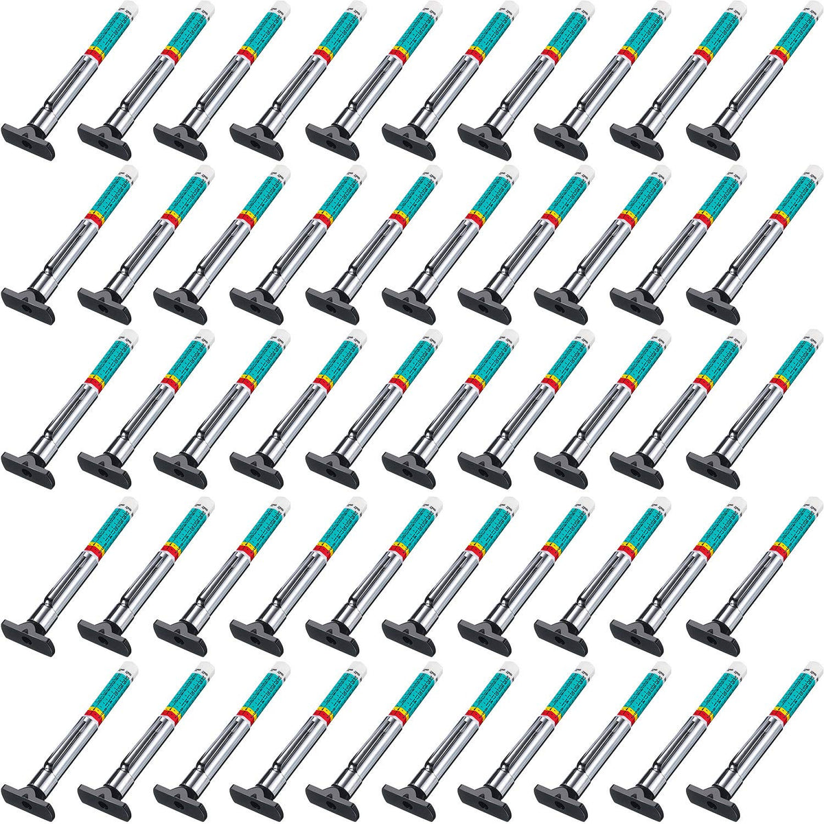 BBTO tyre tread depth gauge in a compact 50-pack set for quick roadside checks.