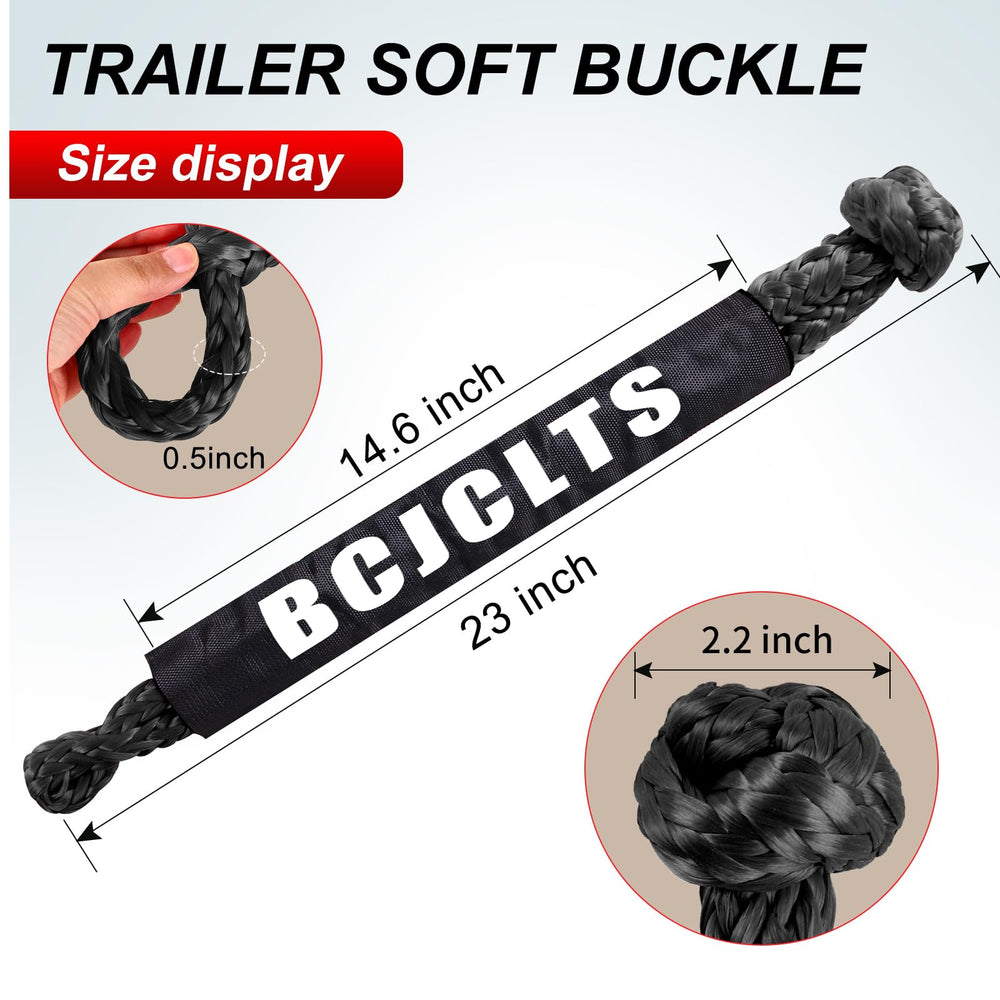 BCJCLTS soft shackle vehicle recovery setup on a truck shows quick-tow readiness.
