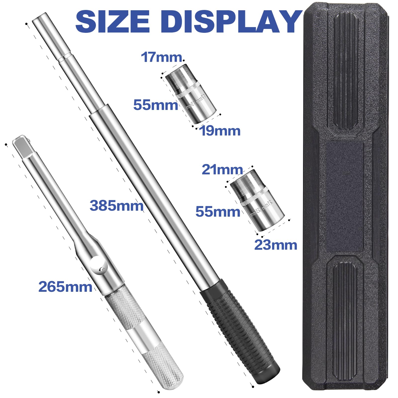 BCJCLTS telescopic-handle lug wrench extended to 23 inches for extra leverage