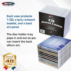 BCW jewel case back panel displays cover art while shielding discs from dust