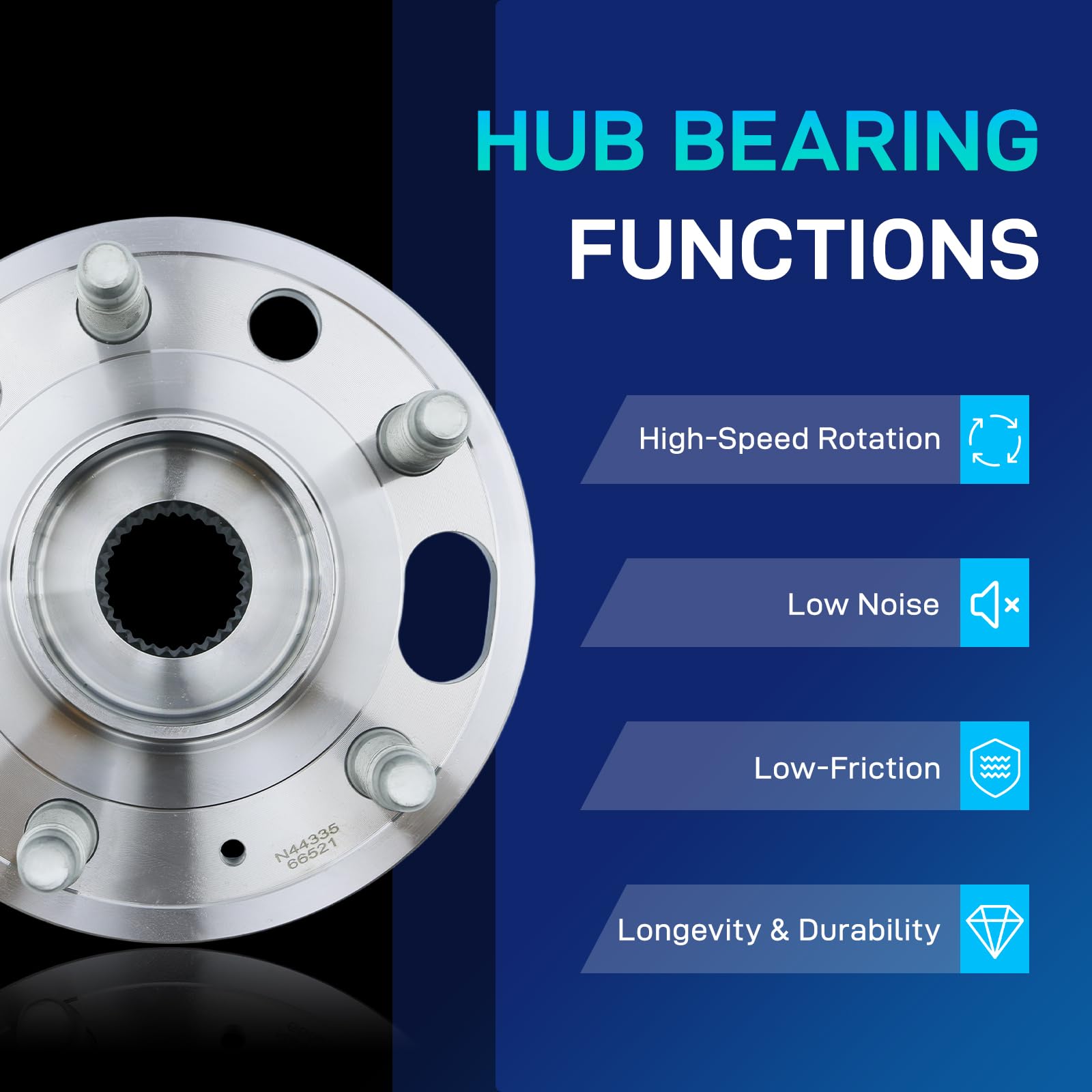BDELI 513288 wheel hub rear-right, 5-lug ABS compatible for many GM models.