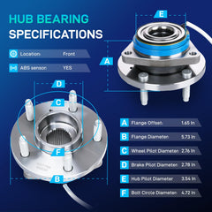 BDELI ABS-compatible front wheel bearing hub assembly close-up