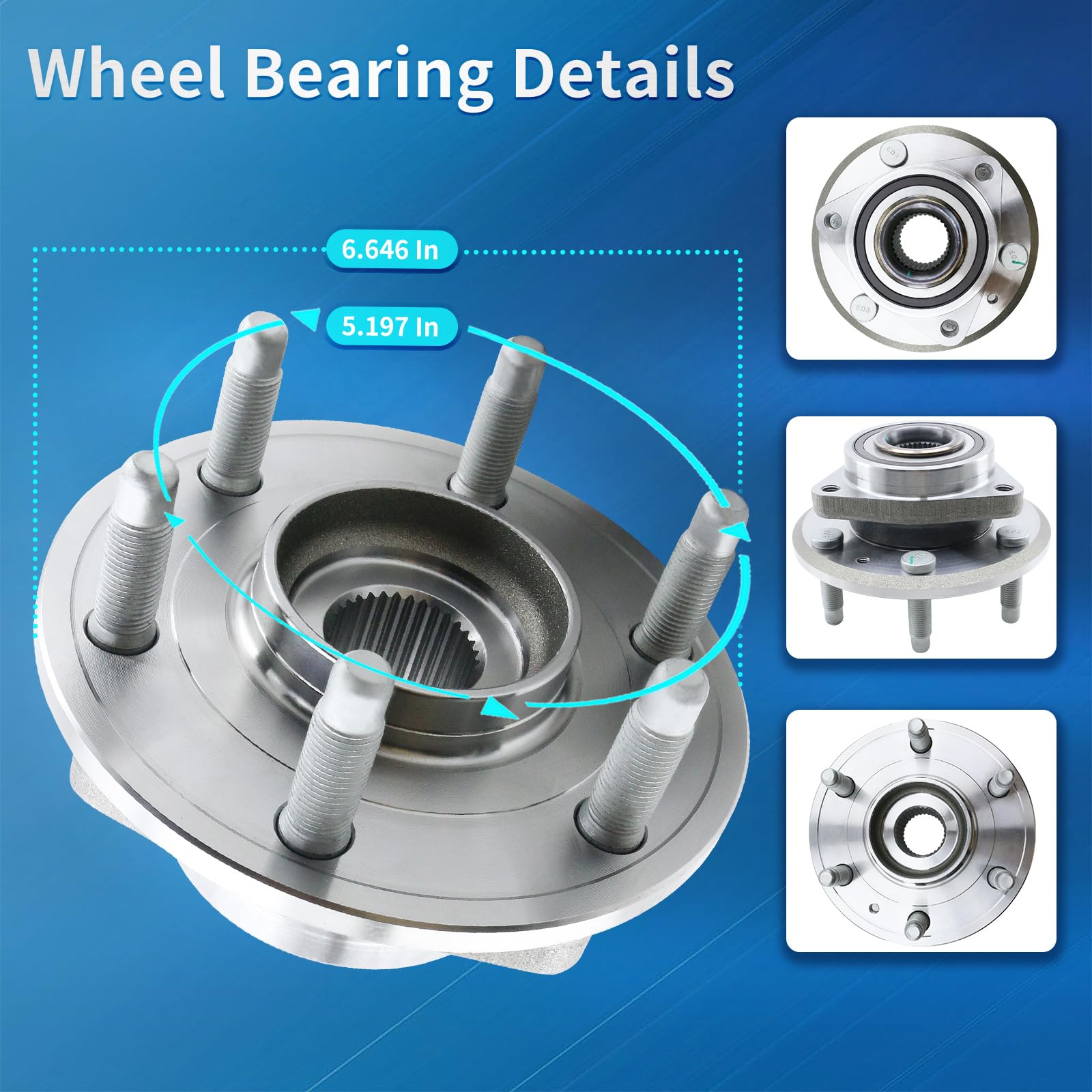 BDELI 6-lug hub assembly for Buick Enclave and GMC Acadia with reliable fit.