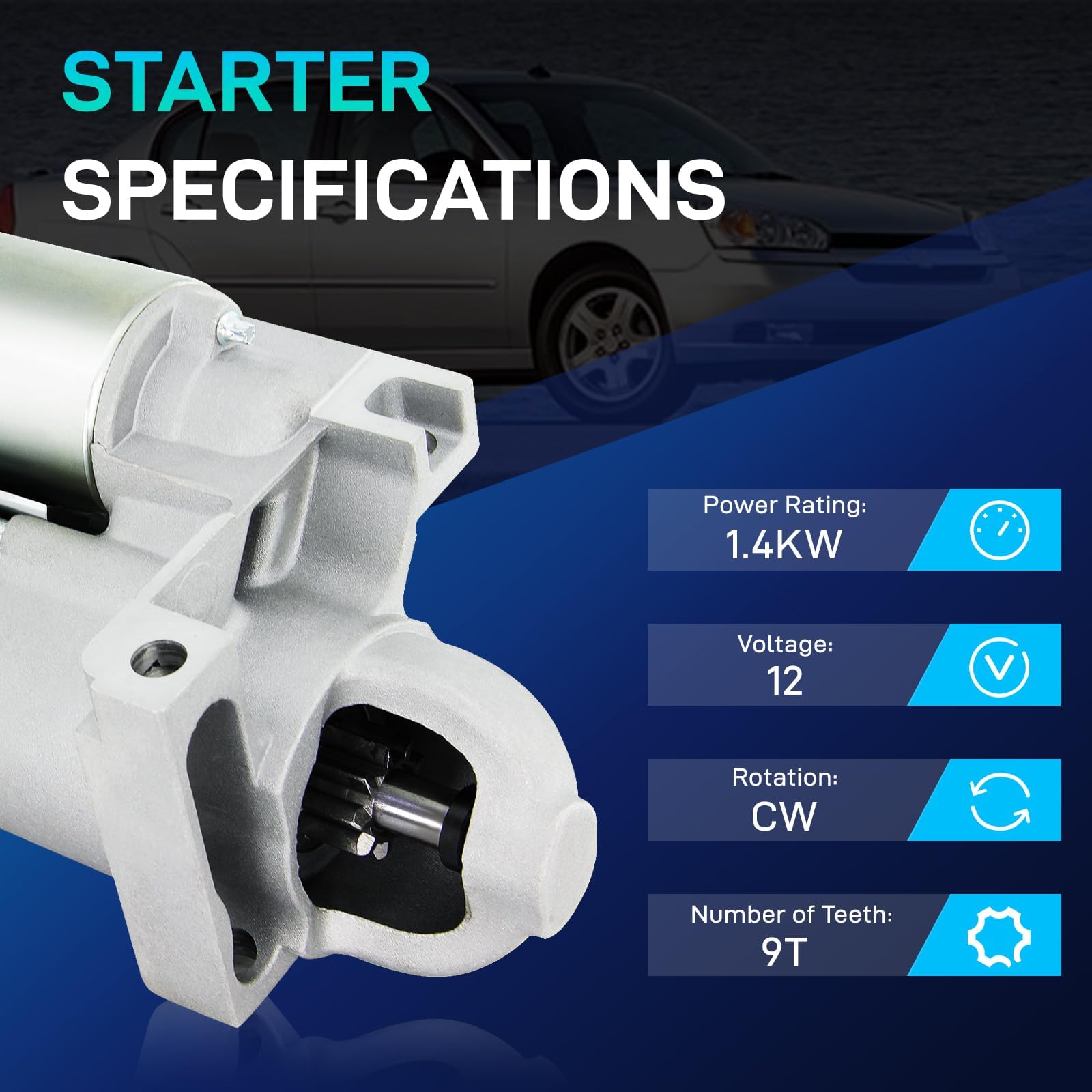 BDELI starter replacement for Impala 3.4L – packaging and components visible.